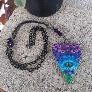 Clay Evil Eye Planchette Ouija Necklace
